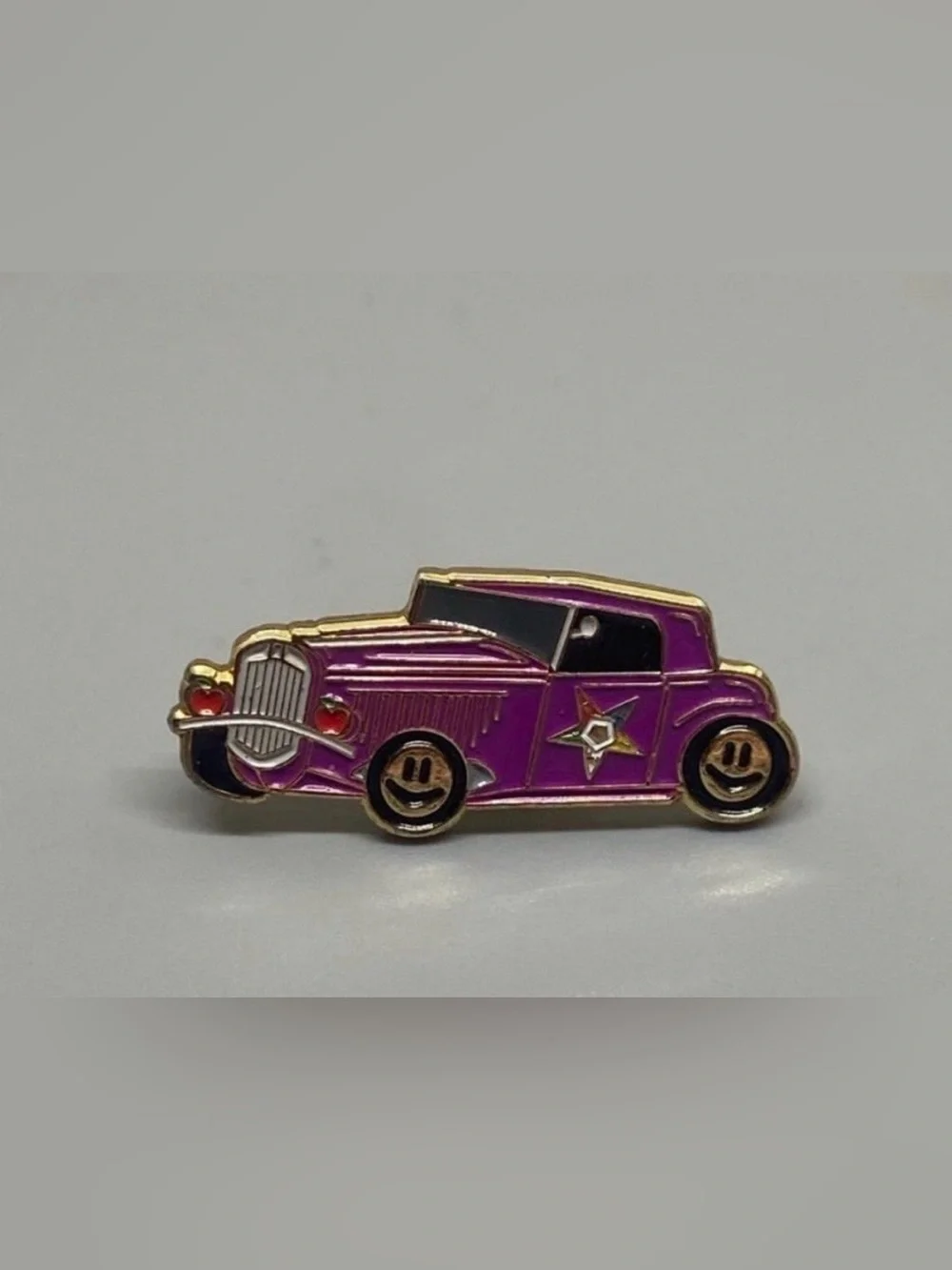 Vintage Enamel Order Eastern Star Pink Car Pin #6209